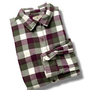 𝅺ROYAL ROBBINS Plaid Flannel Organic Cotton Button Down Shirt Sz S